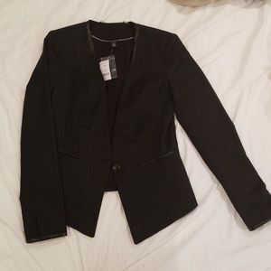White House Black Market leather trim jacket